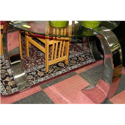 GLASS AND CHROME TONE HALF MOON TABLE
