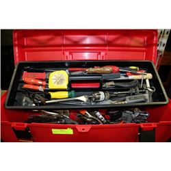 RED PLANO TOOLBOX FULL OF TOOLS