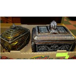 FLAT OF 2 DECORATIVE BOXES INCL CARVED METAL &WOOD