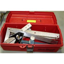RED BLUE POINTE TOOLBOX WITH SQUARES & LEVELS