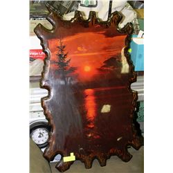 WOODEN SUNSET PICTURE