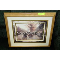 WOOD FRAMED PICTURE OF VICTORIAN STREET