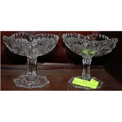 PAIR OF CRYSTAL OPEN STEMMED BOWLS