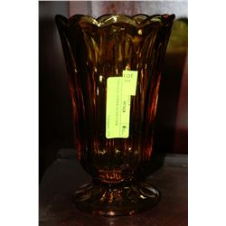 VINTAGE AMBER GLASS VASE