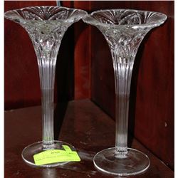 PAIR OF CRYSTAL STEM VASES