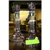 Image 1 : PAIR OF CRYSTAL CANDLE HOLDER - PURPLE & CLEAR