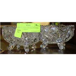PAIR OF SMALL FOOTED PINWHEEL CRYSTAL BOWLS
