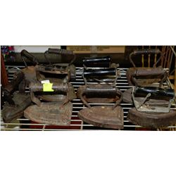 COLLECTION OF 11 ANTIQUE SAD IRONS
