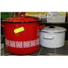 Image 1 : TWO VINTAGE ENAMEL COOKING POTS