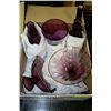 Image 1 : BOX OF DECORATIVE PURPLE GLASS DISHES INCL.