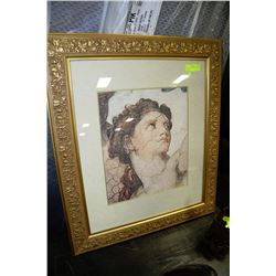 LARGE GOLD DECORATIVE FRAMED PICTURE