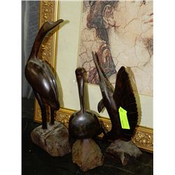 LOT OF THREE WOOD CARVED BIRDS AND FISH
