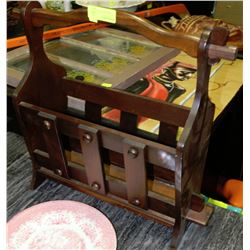 VINTAGE WOOD MAGAZINE RACK