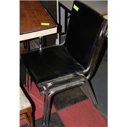 PAIR OF STACKING BLACK AND CHROME CHAIRS