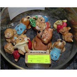 BOWL OF PENDELFIN & MOORCRAFT FIGURES 9 IN TOTAL