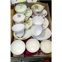 FLAT OF COLLECTIBLE TEA CUPS AND SAUCERS INCL.