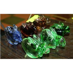 COLLECTION OF SIX ART GLASS RABBIT FIGURES