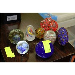 COLLECTION OF 8 ASSORTED ART GLASS PAPER WEIGHTS