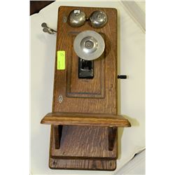 VINTAGE OAK WALL PHONE