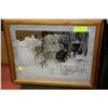 Image 1 : WINTER SCENE WITH DEER MIRRORED FRAMED PICTURE