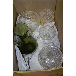 BOX OF ESTATE ASSORTED CRYSTAL AND GLASS