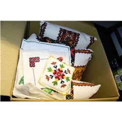 4 UKRANIAN PRINTED EMBROIDERED PILLOWS & ASSORTED