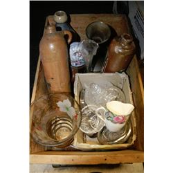 ESTATE PEAR CRATE WITH ASSORTED ITEMS