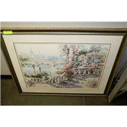 M SIMANDLE. PAINTING 35"X44" FRAMED AND MATTED PIC