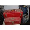 Image 1 : LARGE & SMALL RED METAL TOOLBOX WITH CASE OF