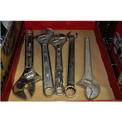 FLAT W/5 LARGE CRESCENT WRENCHES, SOME