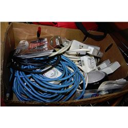 BOX W/HDMI CORDS, EXTENSION CORDS, POWER