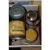 Image 1 : BOX OF MISC INCLUDING VINTAGE TINS, PORTABLE