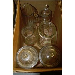 ESTATE GLASS COOKIE JARS AND JUGS