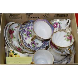 BOX OF VINTAGE CUPS AND SAUCERS