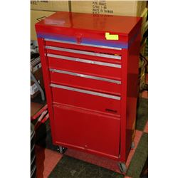 RED STAND-UP ROLLING TOOL BOX W/ 5-DRAWERS,