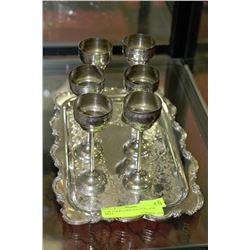 6 SILVER PLATED EGG CUPS AND TRAY