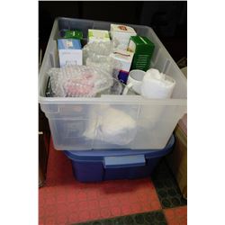 TWO TOTES OF ASSORTED BEER GLASSES