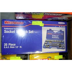 WESTWARD 20PC SOCKET SET 1/2" DRIVE SAE