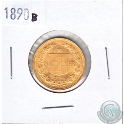 1890 Switzerland Gold 20 francs (0.1867 ounces of pure gold in it)
