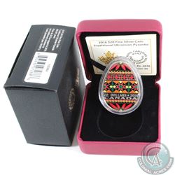 2016 Canada $20 Traditional Ukrainian Pysanka (Egg-Shaped) Fine Silver Coin (TAX Exempt). Comes with