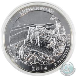 2014 America the Beautiful 5oz .999 Fine Silver Coin Shenandoah National Park (Tax Exempt). Capsule 