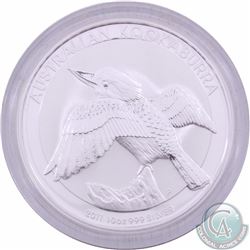 2011 Australian 10oz .999 Fine Silver Kookaburra (Tax Exempt). Capsule is scuffed and lightly scratc