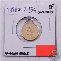 1878S United States $2.50 Gold Quarter Eagle Custom Jewellery Pendant.