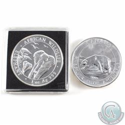 2013 1.50oz Canadian Polar Bear Fine Silver Coin and 2015 1oz Somalian Elephant Fine Silver Coin (Ta