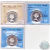 Image 1 : 1961,1962, and 1963  Canada 50-cent CCCS/ICCS certified coins. this lot includes: 1961 50 ICCS PL-65