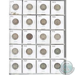 Estate lot of Canadian 25ct's dated 1874 to 1940, includes the scarce 1905 & 1927. Sold as is.