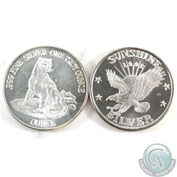 1992 Sunshine 1oz. Silver & 1776-1976 USA Bicentennial Silver 1oz. 2pcs (No tax)