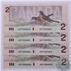 Image 1 : Consecutive 1986 Canada $2 notes; ARF prefix. 4 pcs