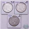 Image 1 : Estate Lot of 3x 1926 US American Peace Dollars. You will reiceve the: 1926, 1926(S) and the 1926(D)