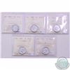 Image 1 : Lot of 5x 1944-1953 Canadian 5-cent ICCS Certified coins in MS-63. The dates included in this lot ar